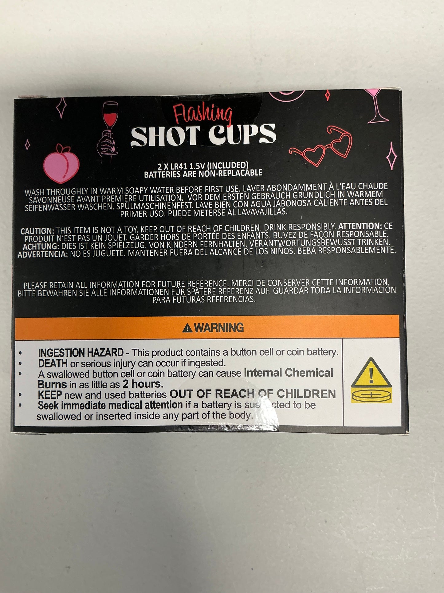 Drinking Buddies - Vegas LED Flashing Shot Glasses - 6 Flashing 2oz Shot Cups