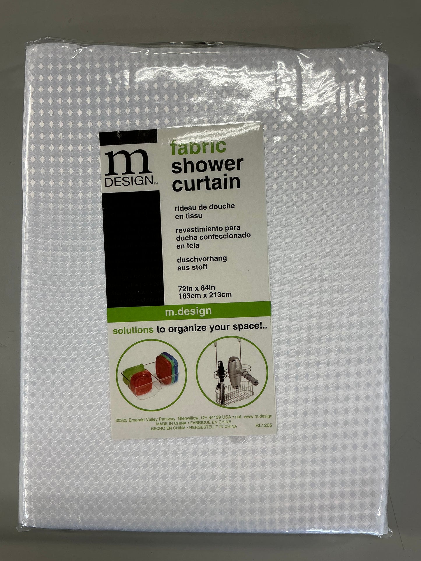 MDesign  White Fabric Shower Curtain