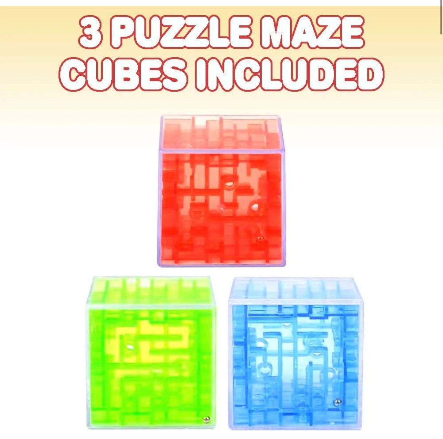 Gamie Brainy Maze Puzzle Cube Game, Set of 3, Maze Cube Puzzles