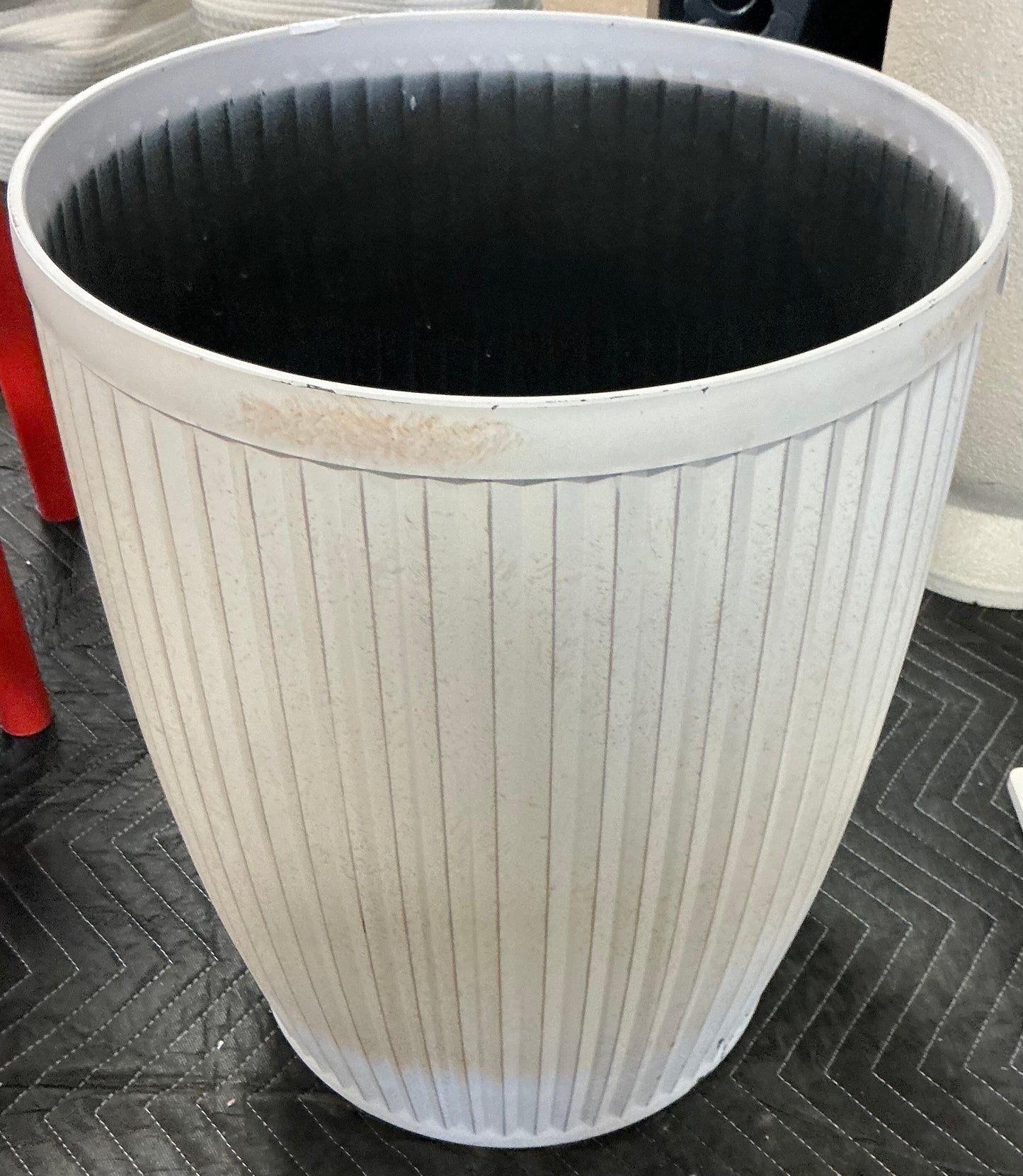 Weathered Ribbed Composite Indoor Outdoor Planter Pot - Off White - May Have Minor Cosmetic Damage (see pictures) - FOR PICKUP ONLY