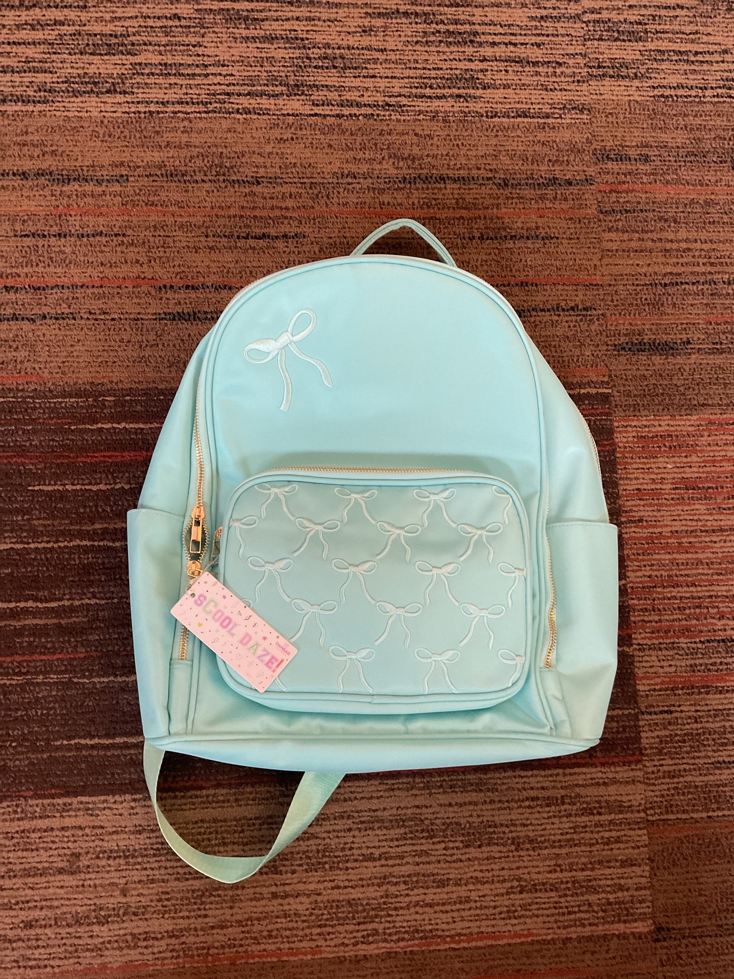 Scool Daze Aqua Green Bow Design Backpack