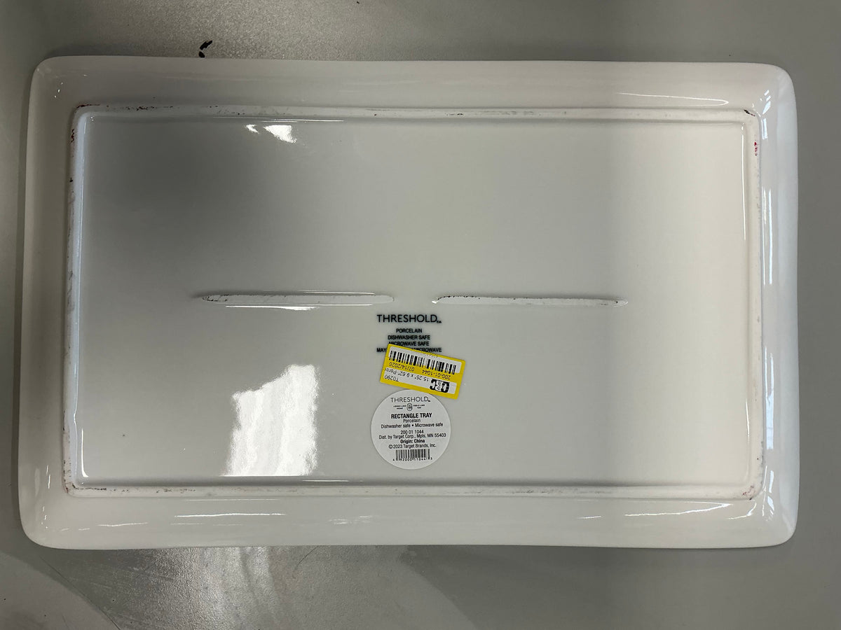 Rectangle Serving Tray 15.25"x9.62" Porcelain - Threshold™: White Glazed Food Platter, Microwave & Dishwasher-Safe - FOR PICKUP ONLY