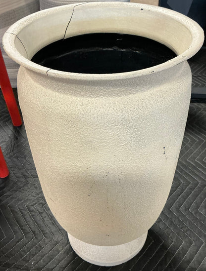 Large Plastic Outdoor Planter Pot - Cream - 12"x12" - Minor Cosmetic Damage - Some cracks on planter opening (see pictures) - FOR PICKUP ONLY