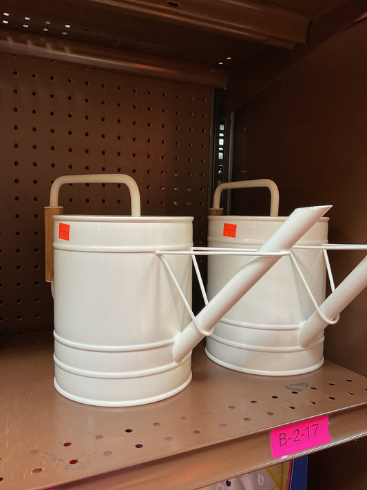 Watering Can - White with Wood Handle
