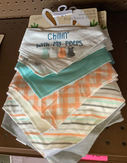 7-Pack Reversible Bandanna Bibs Easter