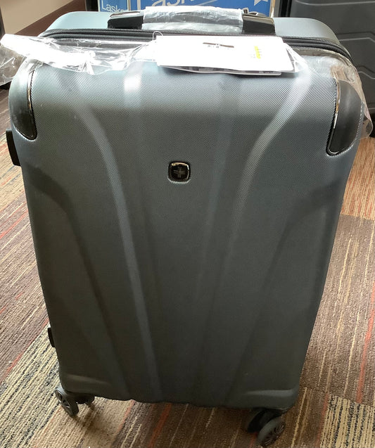 (Clearance)FINAL SALE SWISSGEAR Cascade Hardside Medium Checked Suitcase - Dark Gray