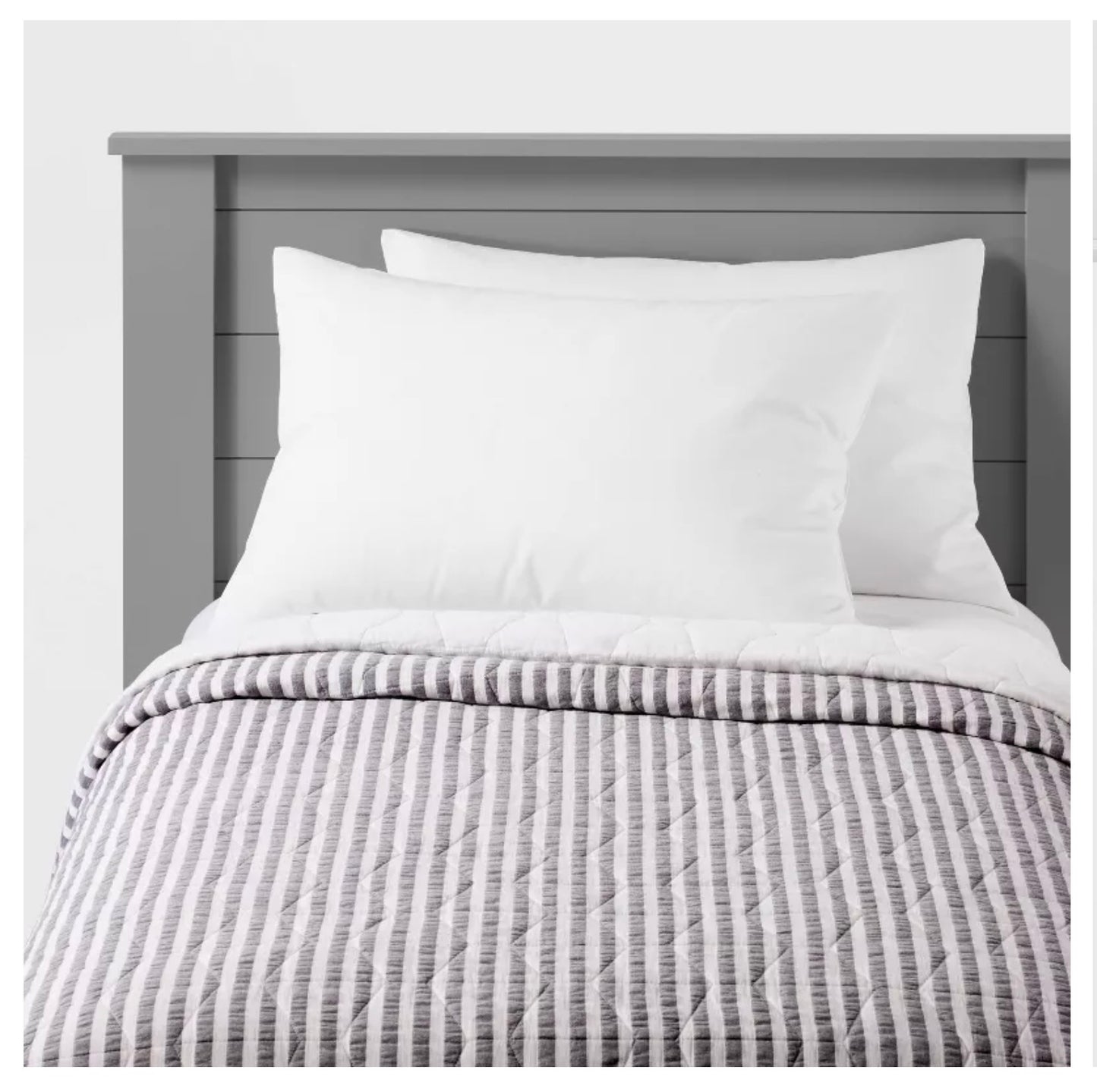 Twin Chambray Stripes Kids' Quilt Ebony - Cotton, OEKO-TEX Certified