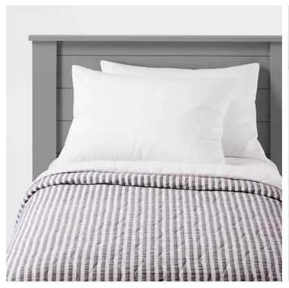 Twin Chambray Stripes Kids' Quilt Ebony - Cotton, OEKO-TEX Certified