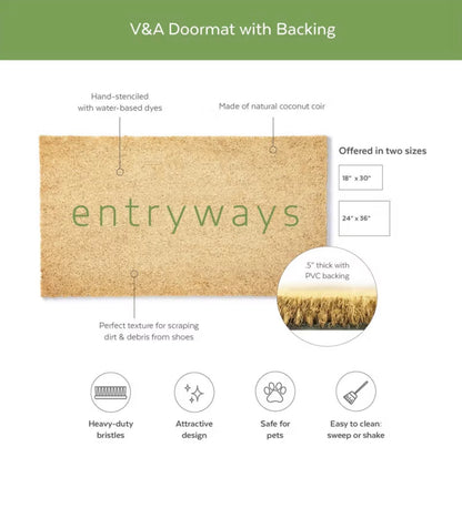 Entryways 36"x24" Victoria and Albert Museum Strawberry Thief Coir Door Mat