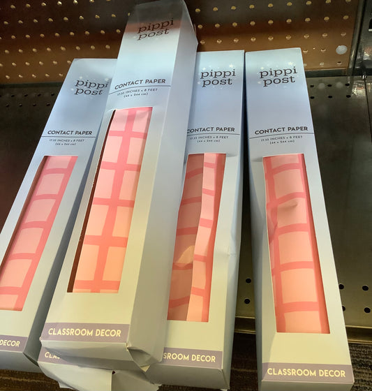 Pippi Post Contact Paper Pink Grid, Teacher Supplies