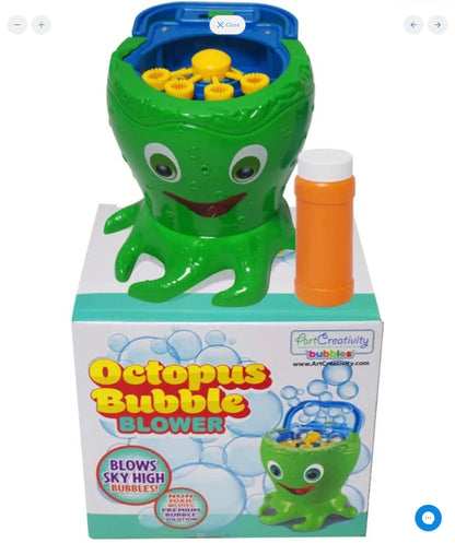 Octopus Bubble Machine, Includes 1 Bubbles Blowing Toy with Carry Handle and 1 Bottle of Solution (Batteries Not Included )- Damaged Box (see pictures)