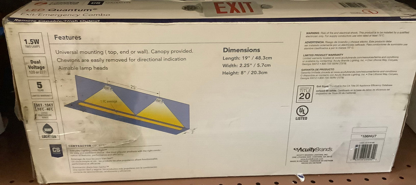 Lithonia Lighting LHQM LED R M6 Quantum Emergency Exit
LED Combo Sign