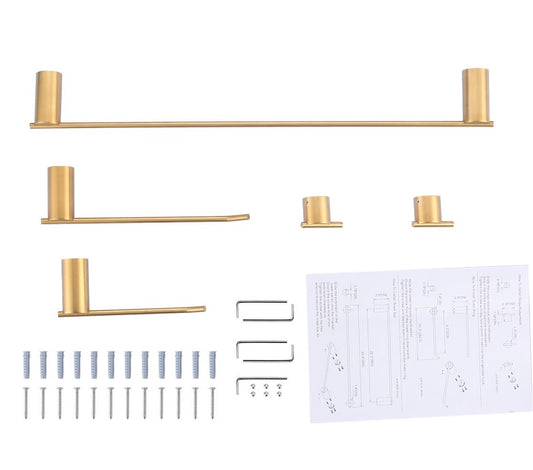 WOWOW 5-Piece Bath Hardware Set Accessory Included
Towel Rack&Toilet Paper Holder&Towel Hook in Gold
