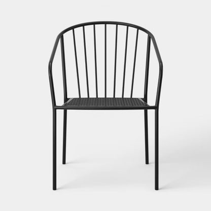 Wire Back Outdoor Patio Dining Stacking Chair - Black - Out of Box - FOR PICKUP ONLY
