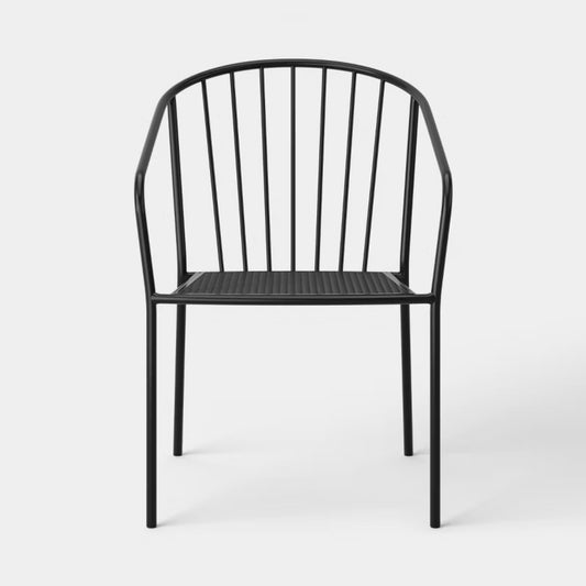 Wire Back Outdoor Patio Dining Stacking Chair - Black - Out of Box - FOR PICKUP ONLY