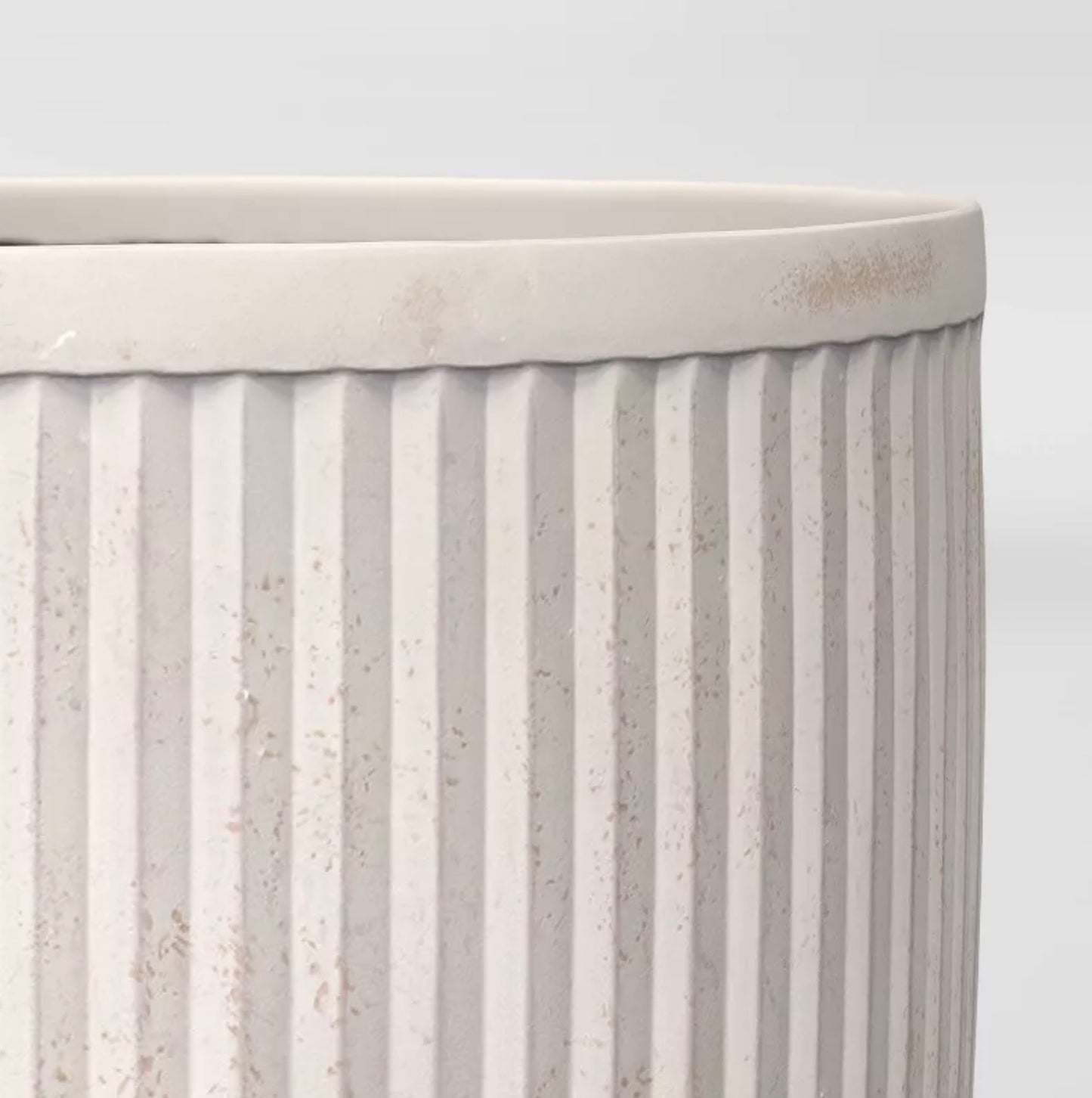 Weathered Ribbed Composite Indoor Outdoor Planter Pot - Off White - May Have Minor Cosmetic Damage (see pictures) - FOR PICKUP ONLY