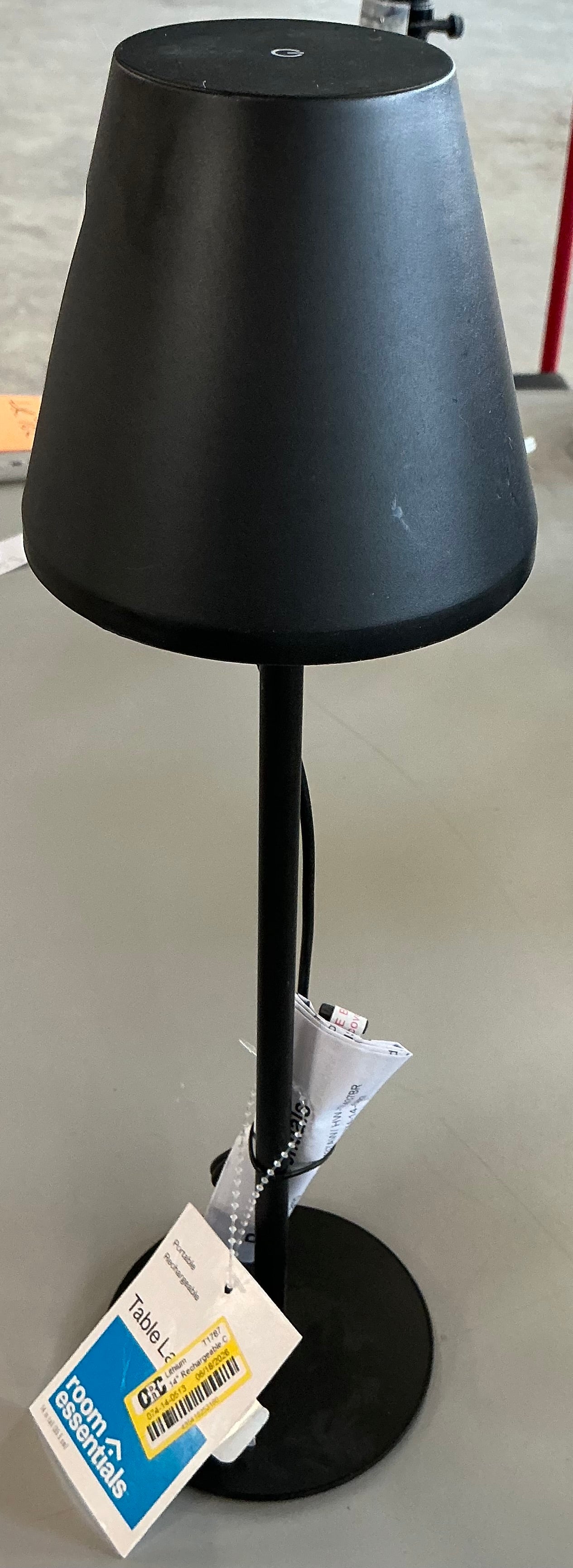 14” Rechargeable Portable Table Lamp - Black - Room Essentials - Out of Box, Minor Cosmetic Damage (see pictures) - FOR PICKUP ONLY