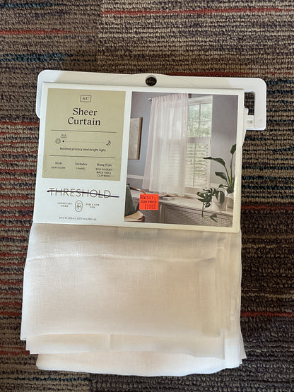 63” Sheer Curtain 1 Panel-Cream