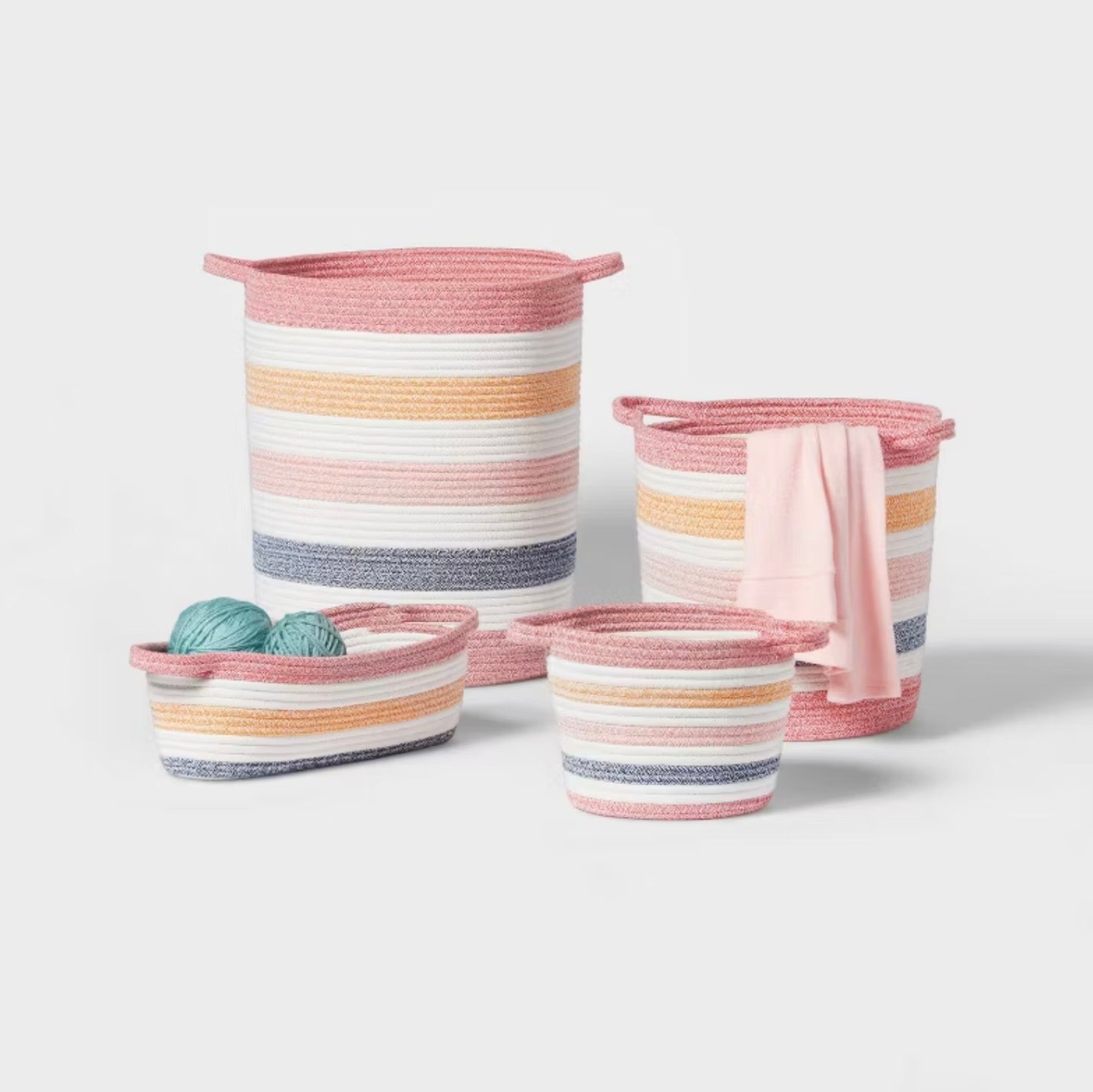 Extra Large Striped Coiled Rope Kids' Storage Bin - Minor Cosmetic Damage (see pictures) - FOR PICKUP ONLY