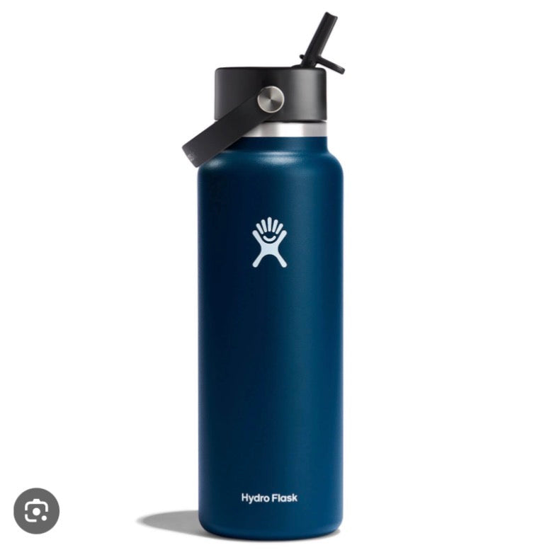 40 oz Wide Mouth with Flex Straw Cap Water Bottle - Harbor Blue - MINOR COSMETIC DAMAGE