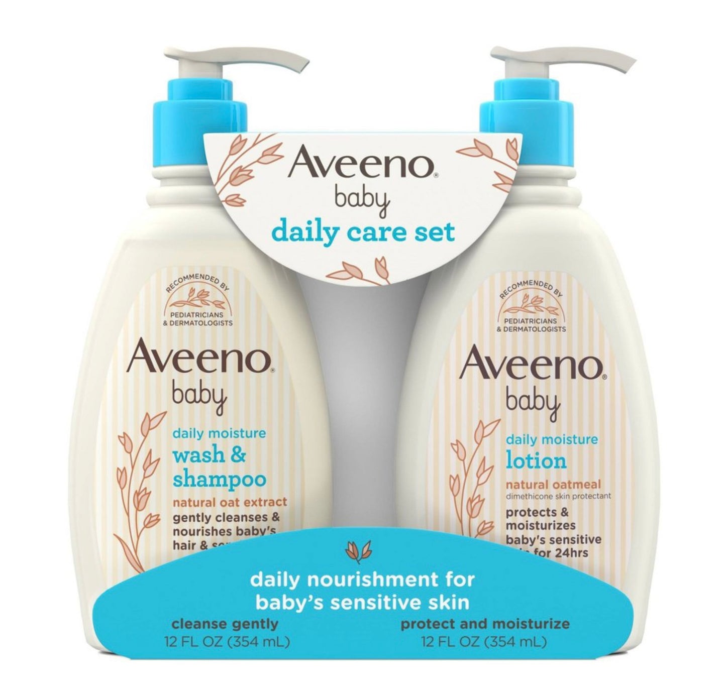 Aveeno baby daily care gift set includes daily moisturizing baby lotion & 2-in-1 baby bath wash and shampoo