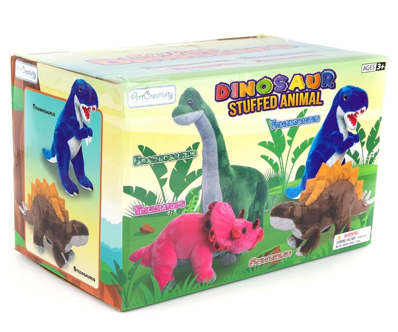 Cozy Plush Dinosaurs - 4 Plush Dinosaurs (1-Brachiosaurus, 1-Tyrannosaurus, 1-Triceratops, 1-Stegosaurus)