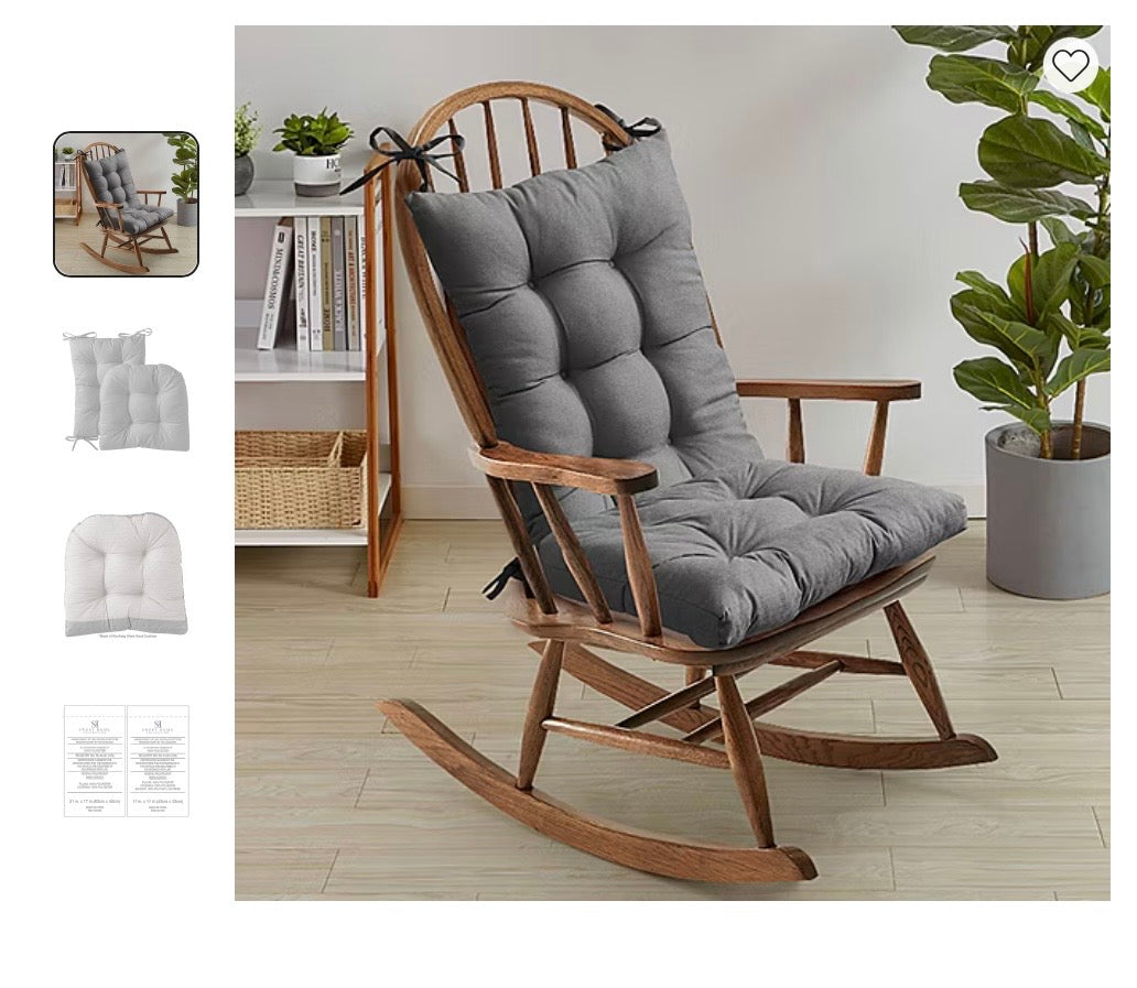 Sweet Home Collection™ Rocking Chair Cushion 2 Piece Tufted Non Slip Set of Upper and Lower Cushions