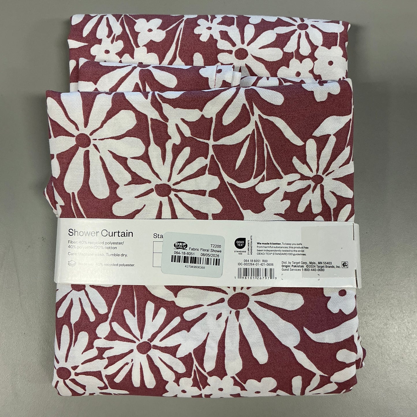 Fabric Floral Shower Curtain Mauve - Room Essentials™