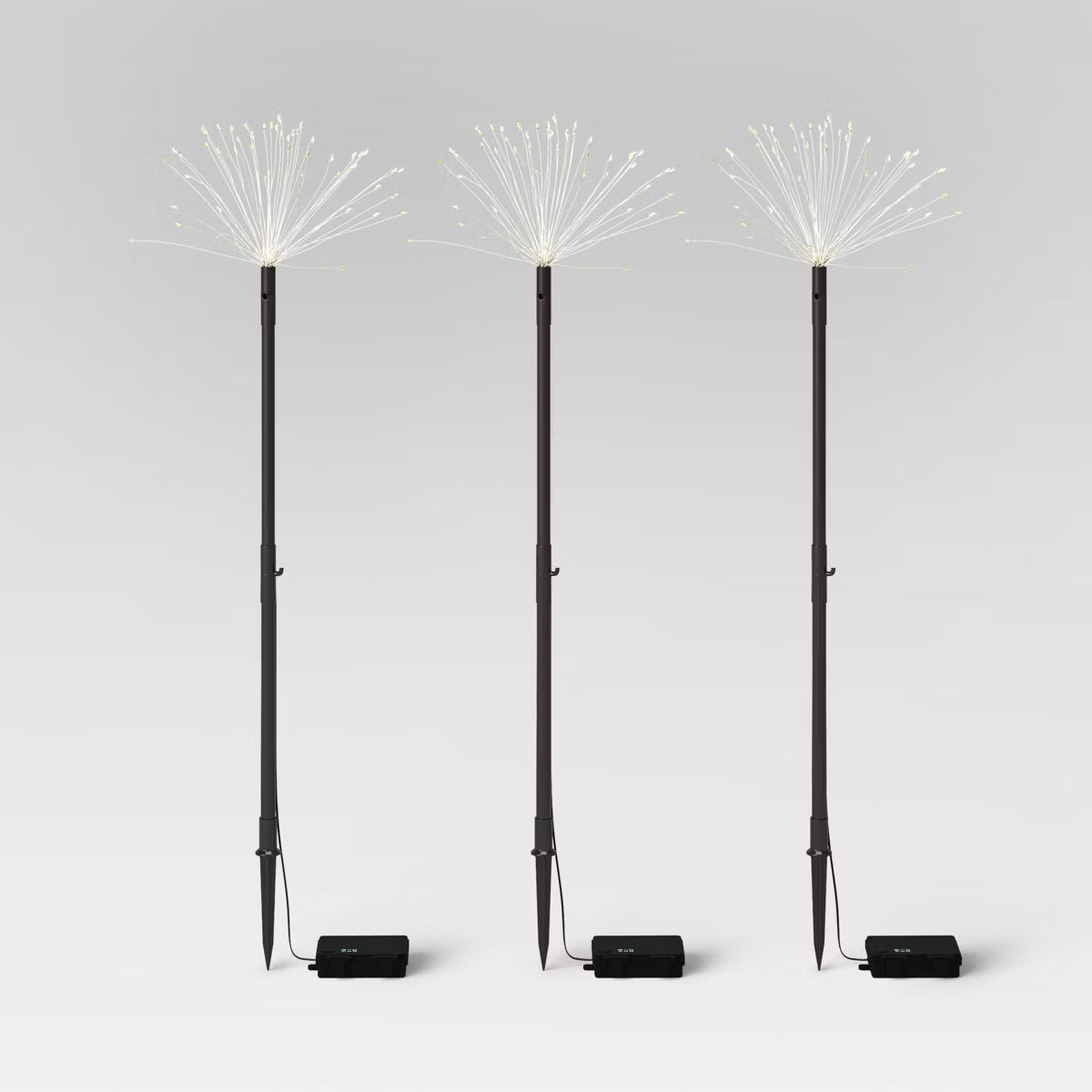 3pk Starburst Dandelion Sprig Battery LED Outdoor Stake Lights Black/White - Threshold™ - Damaged Packaging (see pictures)