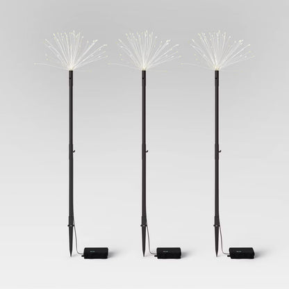 3pk Starburst Dandelion Sprig Battery LED Outdoor Stake Lights Black/White - Threshold™ - Damaged Packaging (see pictures)