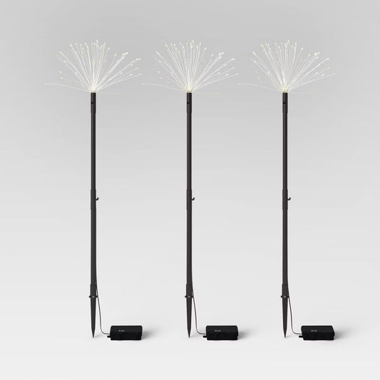 3pk Starburst Dandelion Sprig Battery LED Outdoor Stake Lights Black/White - Threshold™ - Damaged Packaging (see pictures)