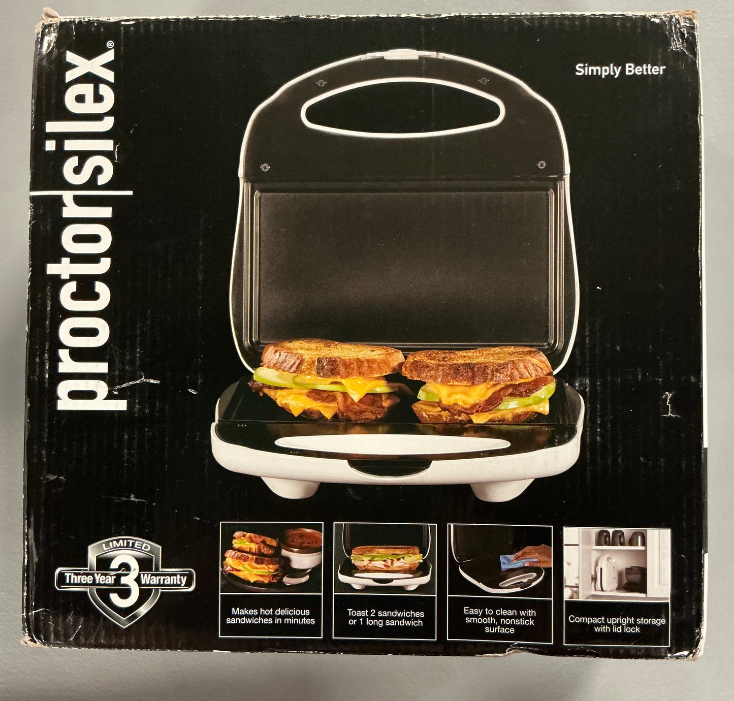 THRIFTY 70 - Proctor Silex Sandwich Maker in White -  Open Box - USED (See Pictures)- FINAL SALE- NO RETURNS - AS IS