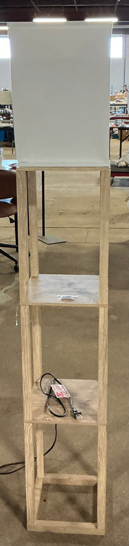 62.5" Alabaster Shelf Floor Lamp Light Brown - Linen Shade, MDF Body - Out of Box - Minor Cosmetic Damage (see pictures) - FOR PICKUP ONLY