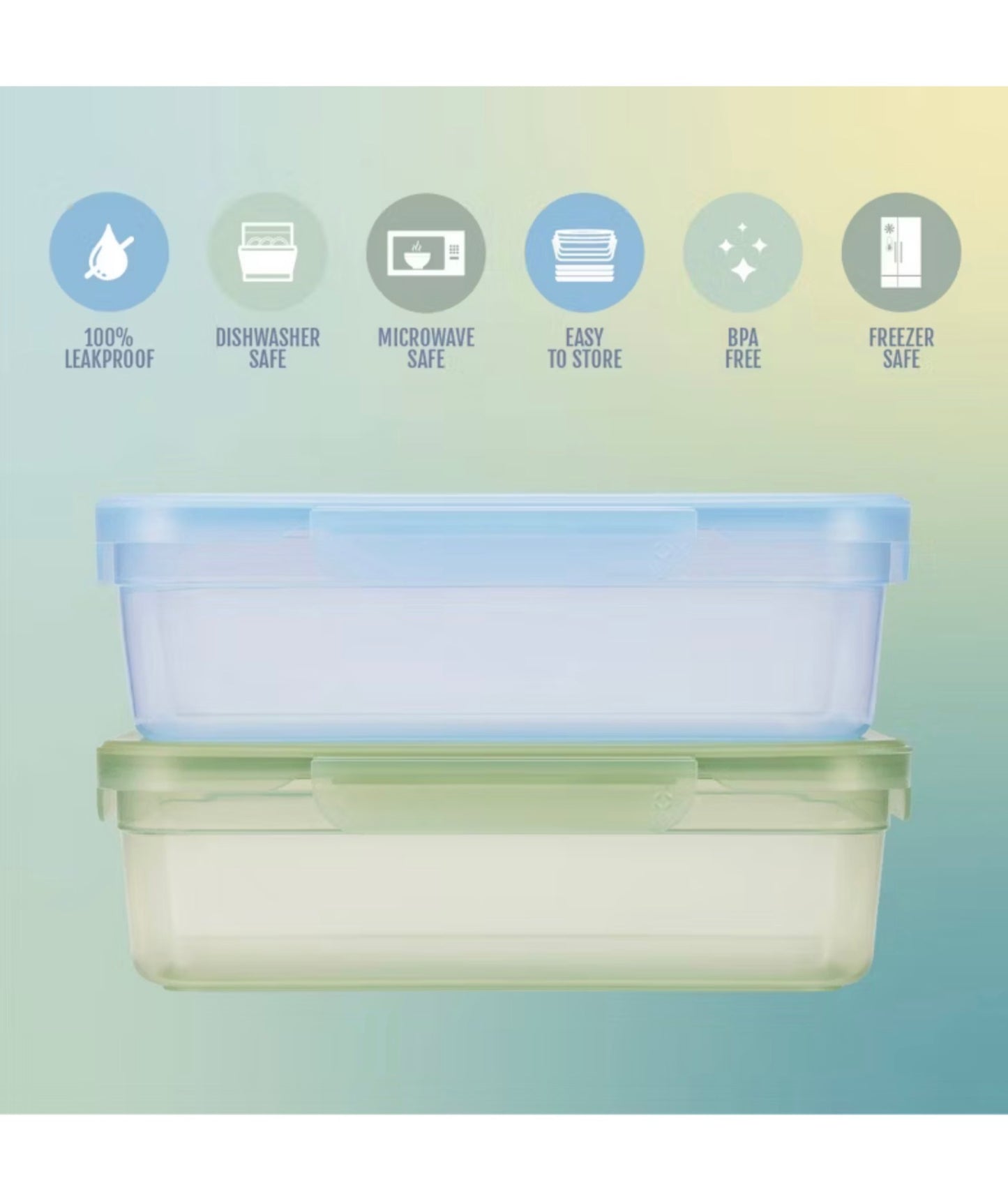 Ello Snap and Nest 2pk Plastic Meal Prep Gallon Food Storage Container Set - Damaged (See Pictures)