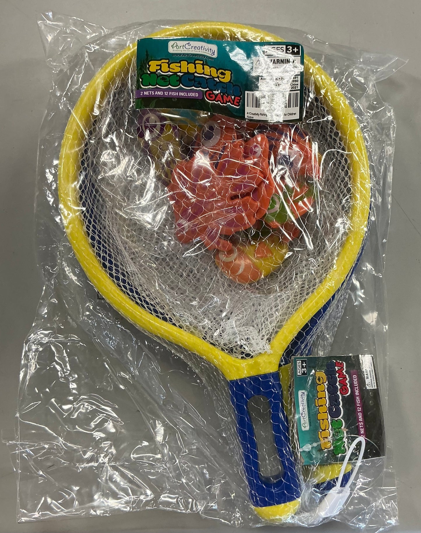 Fishing Net Catch Game, Set of 2, Each Set with 1 Fishing Net and 6 Colorful Fish Toys (Can be used as Pool Toys, Bathtub Toys & Summer Toys)