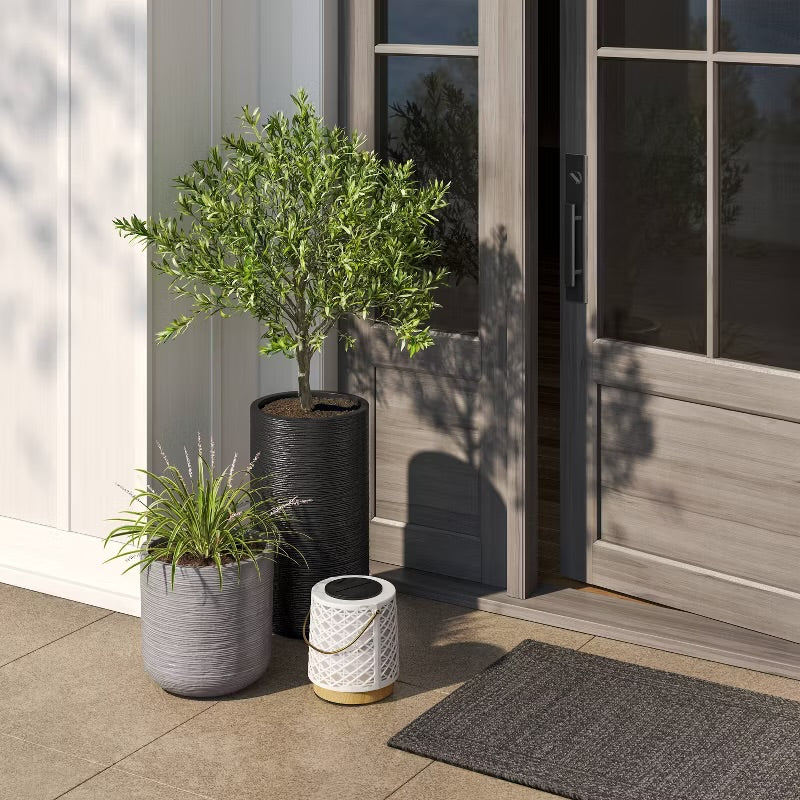 Fluted Outdoor Planter Gray 12" - Threshold™ - Minor Cosmetic Defect (see pictures) - FOR PICKUP ONLY
