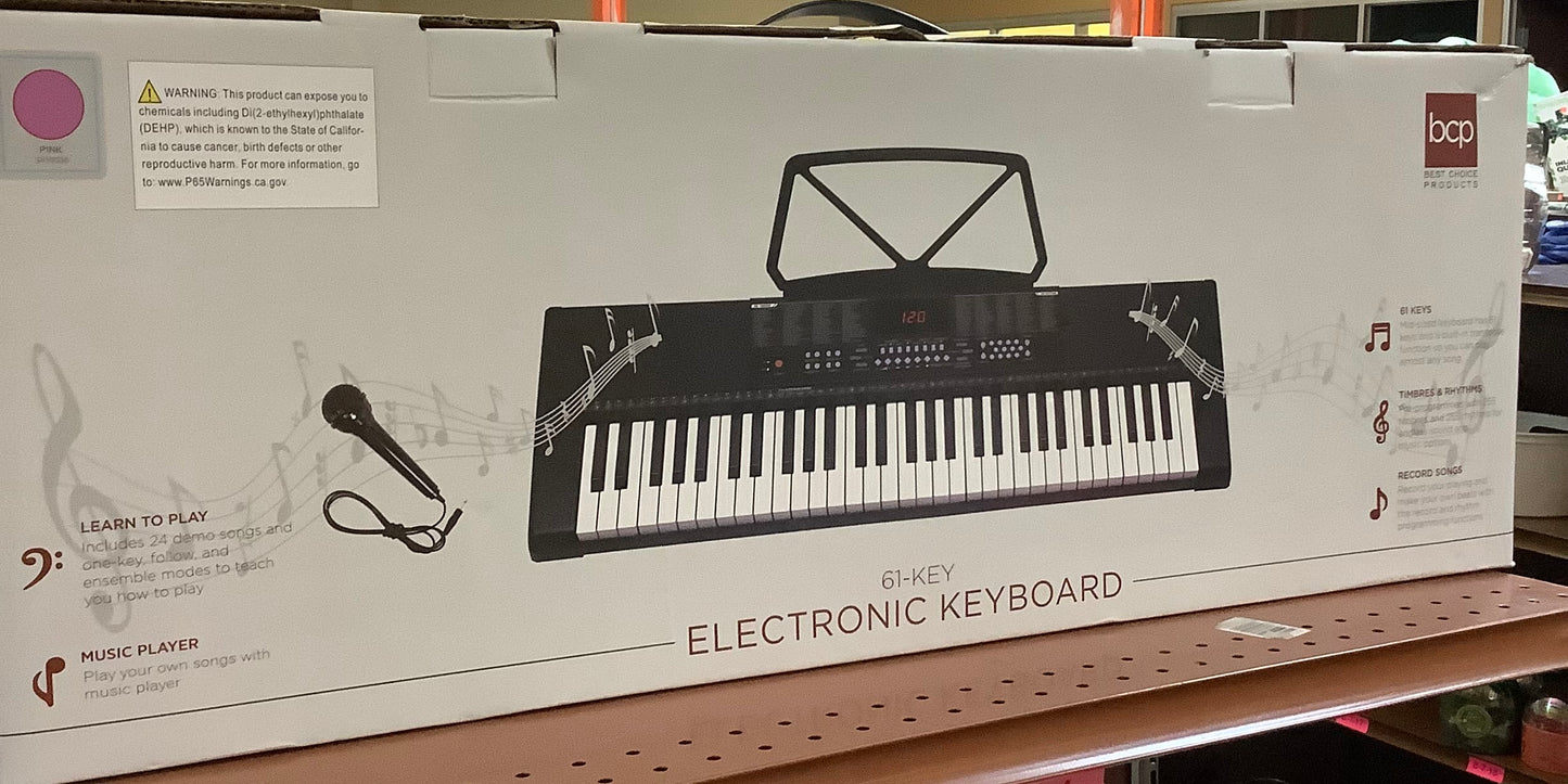 Best Choice Products 61-Key Beginners Electronic Keyboard Piano Set w/ LED, 3 Teaching Modes - Pink