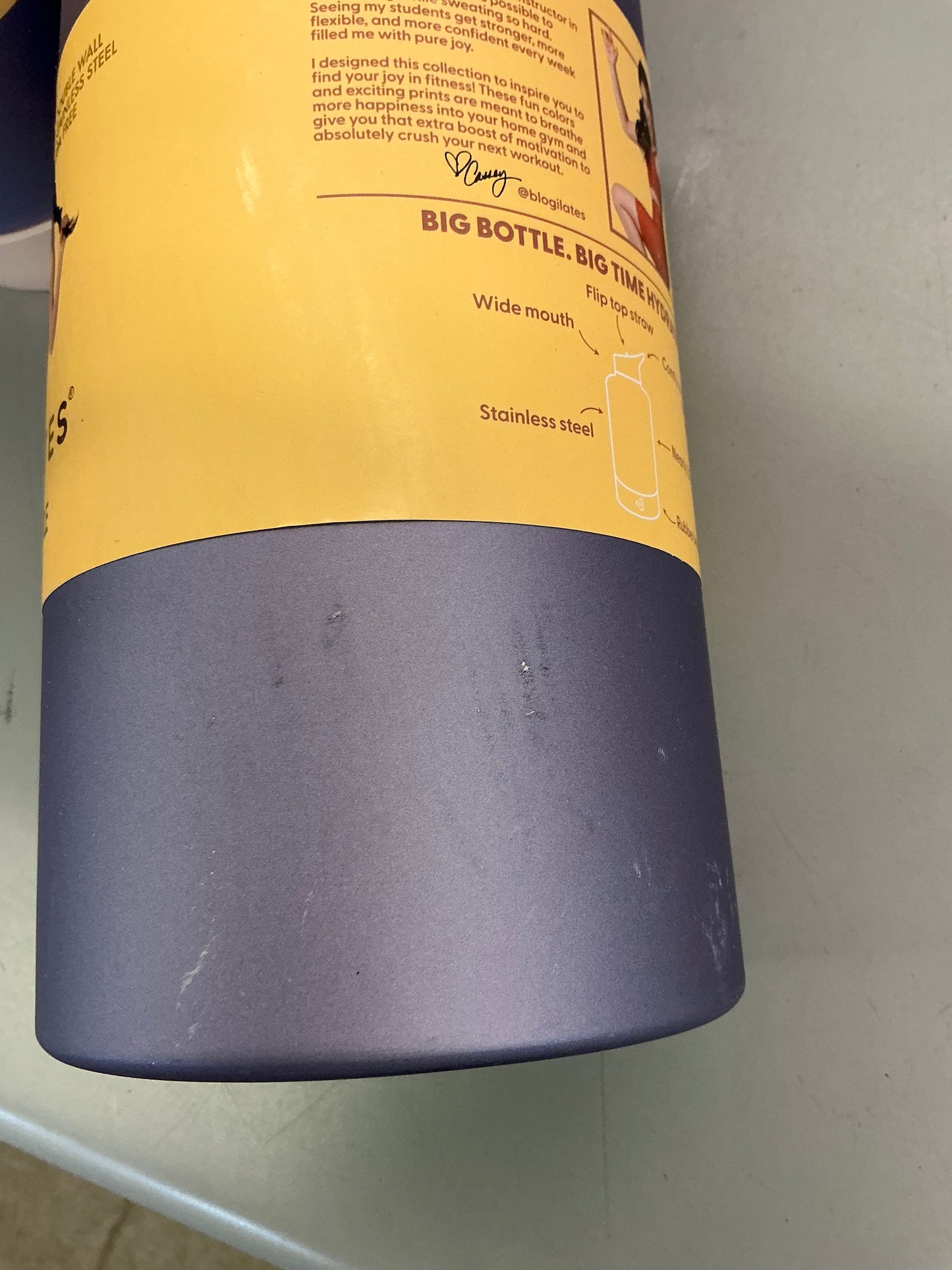 Blogilates Stainless Steel Insulated Water Bottle (62 fl oz) - Evening Haze - Minor Cosmetic Damage (see pictures)