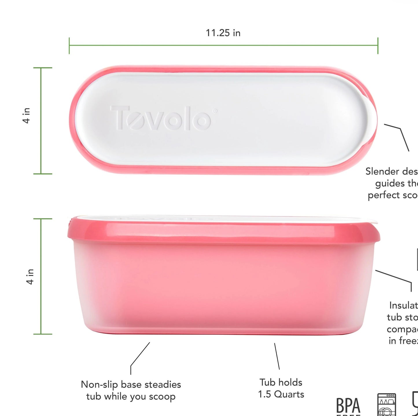 Glide-A-Scoop Ice Cream Tub - 1.5 QT - Pink