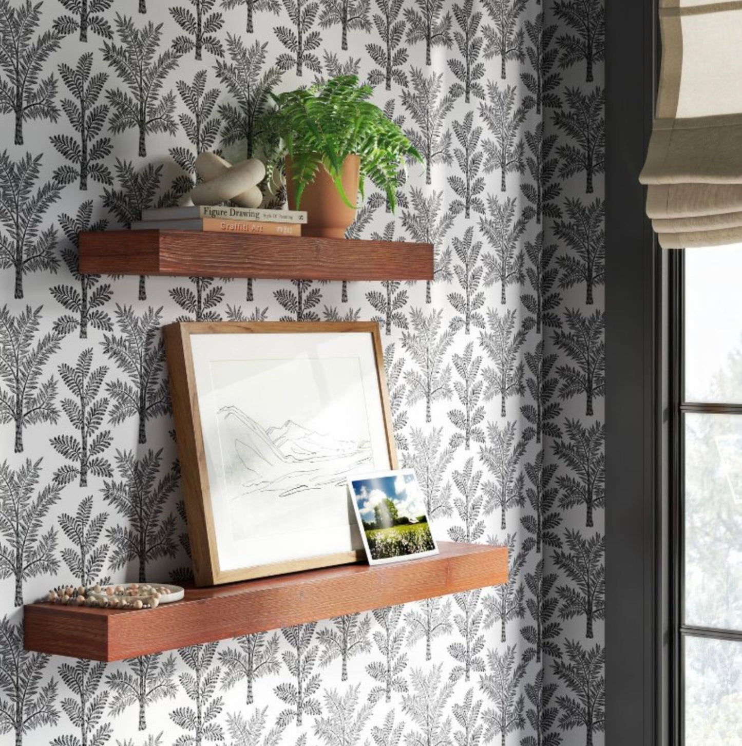 THRIFTY 70 - 24" Floating Dark Wood Shelf - Walnut Brown - Threshold™: Wall-Mounted, Open Shelving - Open Box - USED - NO HARDWARE INCLUDED (See Pictures)- FINAL SALE- NO RETURNS - AS IS