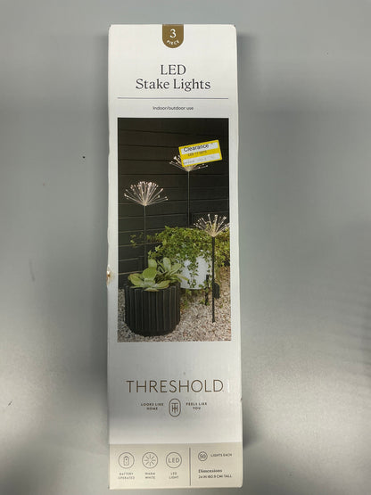 3pk Starburst Dandelion Sprig Battery LED Outdoor Stake Lights Black/White - Threshold™ - Damaged Packaging (see pictures)