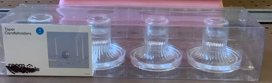 4pk Glass Taper Candle Holder Clear