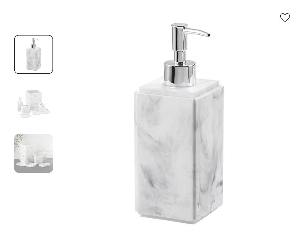 Avanti Helena Marble Soap Dispenser - minor cosmetic imperfections (see pictures) - AS IS