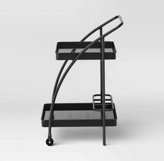 Metal Mesh Rolling Bar Outdoor Serving Cart - Black - Out of Box - FOR PICKUP ONLY