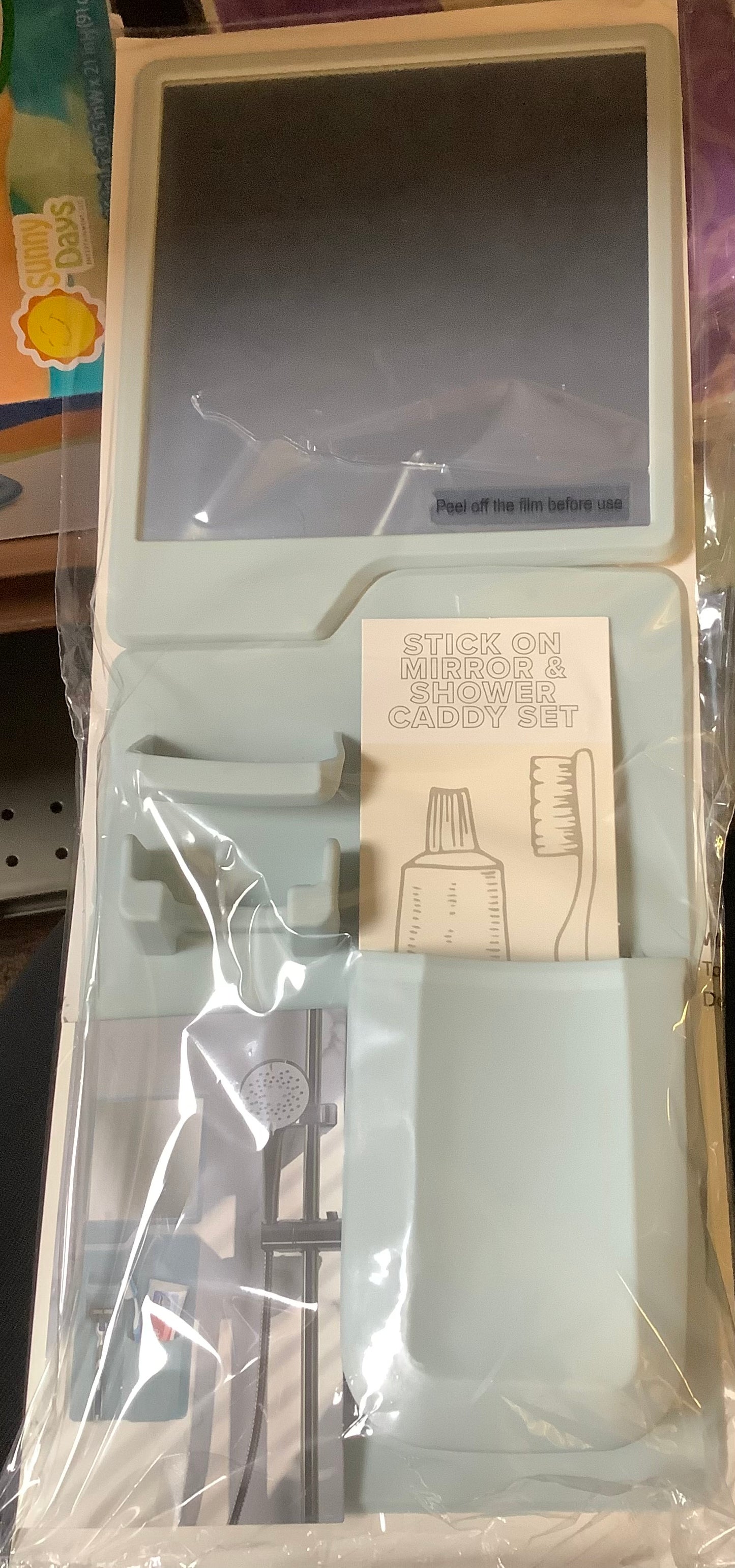 Stick On Mirror & Shower Caddy Set.