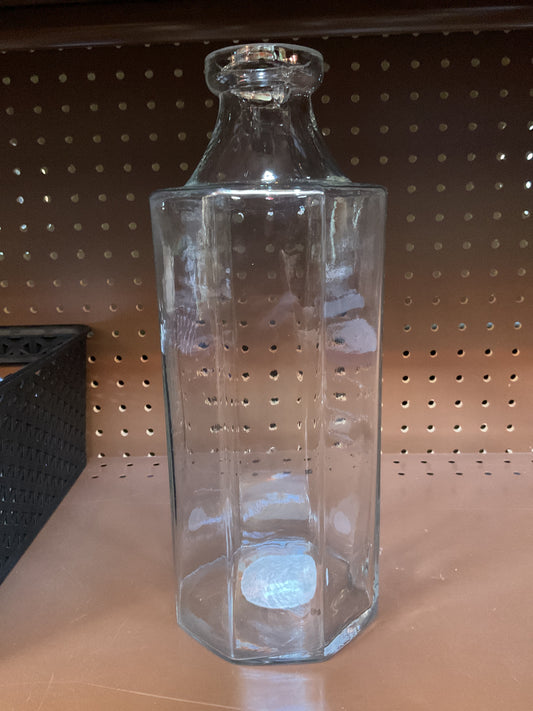 14" Ribbed Glass Decorative Flower Vase