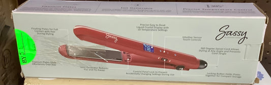 Sassy 1" Titanium Flat Iron, Adjustable Heat Hair Straightener with lon Generator Red