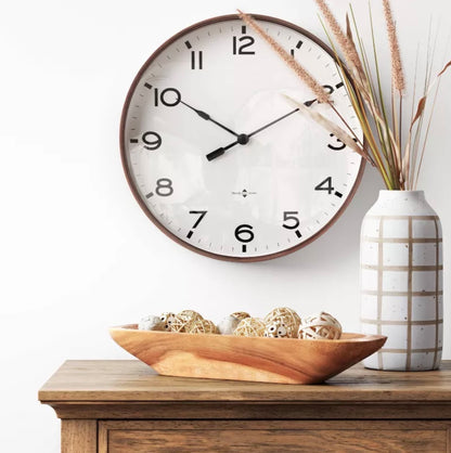 16" Thin Frame Wall Clock Red/Brown - Threshold™: Elegant Indoor Timepiece, Bold Numerals - Open Box/Minor Cosmetic Damage (see pictures) - FOR PICKUP ONLY