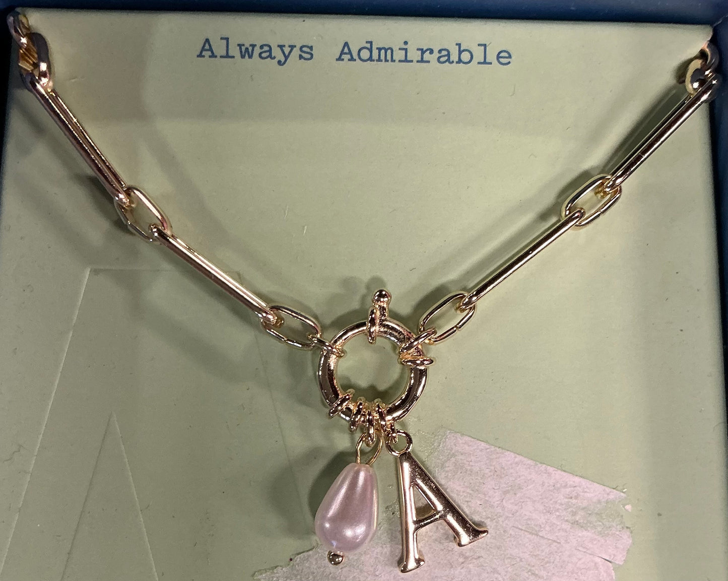 Gold Initial Necklace (AND) - Damaged Packaging (See Pictures)