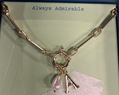 Gold Initial Necklace (AND) - Damaged Packaging (See Pictures)